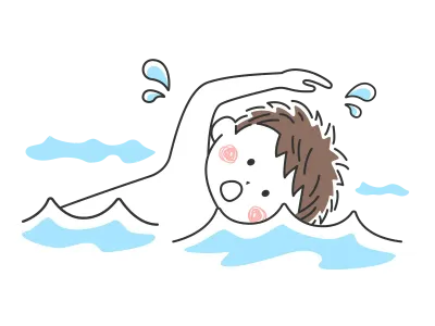 プールで泳ぐ男性のイラスト
