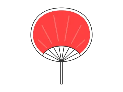 赤いのうちわのイラスト