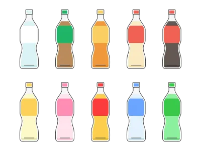 ペットボトルに入ったソフトドリンクのイラストセット