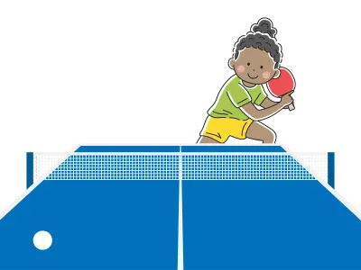 卓球をする黒人女性のイラスト