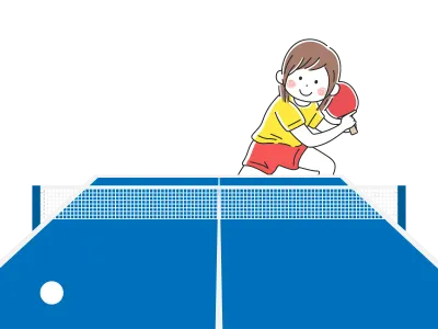 卓球をする女性のイラスト