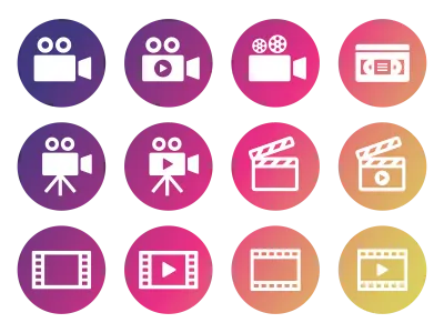 動画関連のグラデーションアイコンセット
