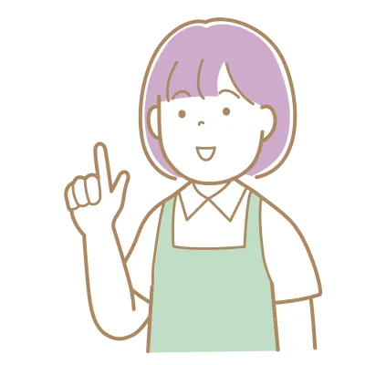 指差すエプロンを着用したの女性のイラスト