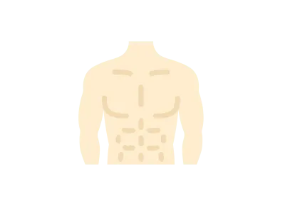 シックスパックの男性の体のアイコンのイラスト