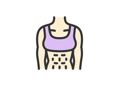 シックスパックの女性の体のアイコンのイラスト