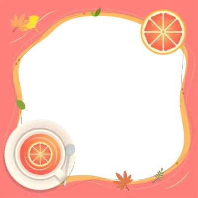 자몽일러스트가 그려진 배경 프레임 일러스트