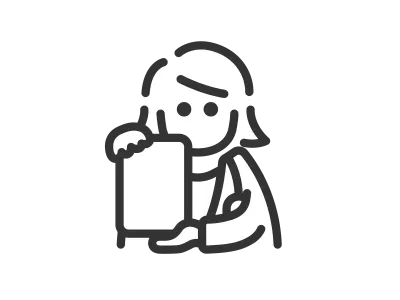 タブレット画面を見せる女性医師のアイコンのイラスト