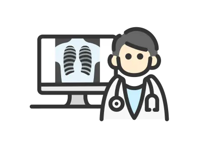 レントゲン写真を見せる男性医師のアイコンのイラスト
