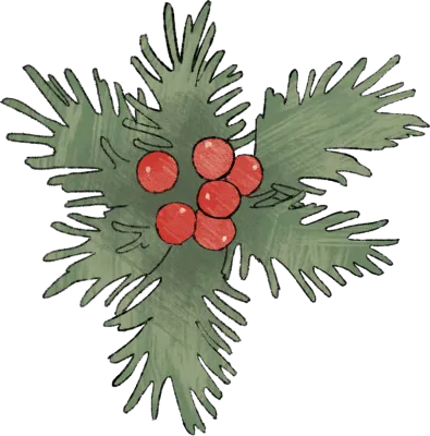 크리스마스 일러스트 호랑가시나무 장식