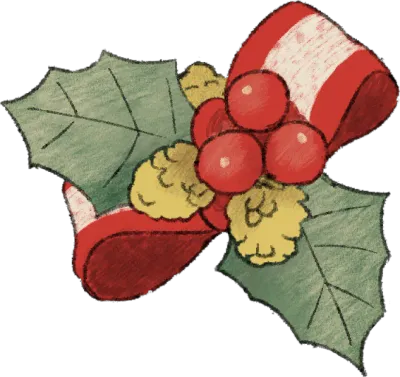 크리스마스 일러스트 호랑가시나무 장식