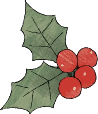 크리스마스 일러스트 호랑가시나무 장식