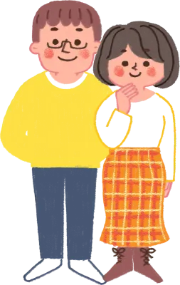 色鉛筆で描いた夫婦のイラスト