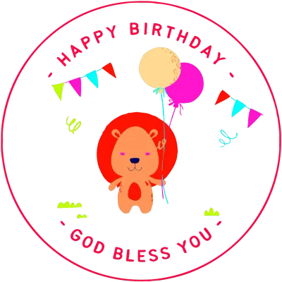 Happy Birthday Lion with Balloons and Bunting