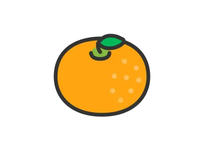 葉のついたミカンのアイコンのイラスト
