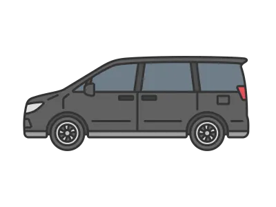 横から見た黒色のミニバンの自動車のイラスト