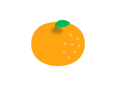 葉のついたミカンのアイコンのイラスト
