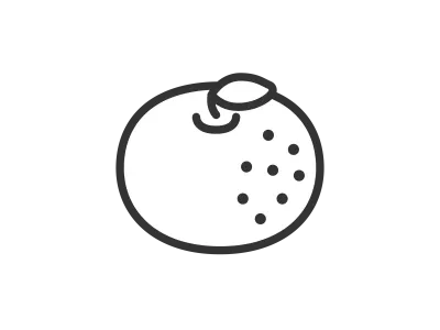 葉のついたミカンのアイコンのイラスト