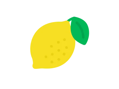 葉のついたレモンのアイコンのイラスト