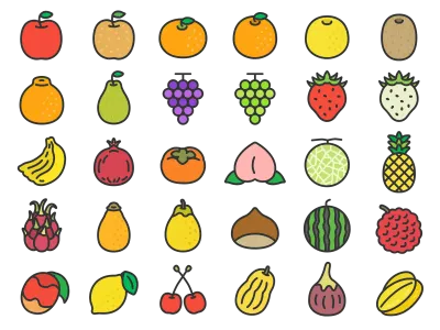 いろいろな果物のアイコンのイラストセット