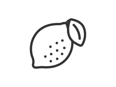 葉のついたレモンのアイコンのイラスト