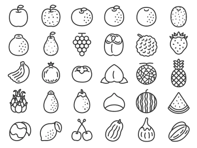 いろいろな果物のアイコンのイラストセット
