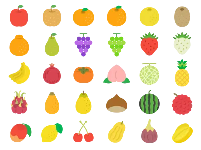 いろいろな果物のアイコンのイラストセット