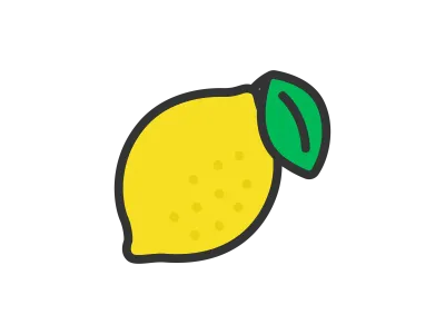 葉のついたレモンのアイコンのイラスト