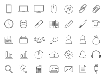 いろいろなビジネスのアイコンのイラストセット