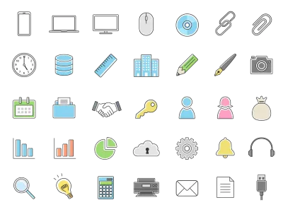 いろいろなビジネスのアイコンのイラストセット