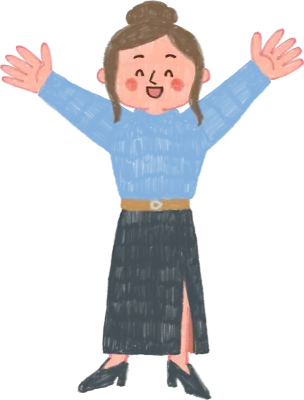 両手をあげて喜んでいる女性