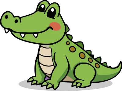 Vector Art Cute Green Crocodile