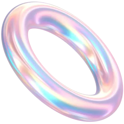 3D Rendering Holographic Pastel Floating Ring Glossy Illustration