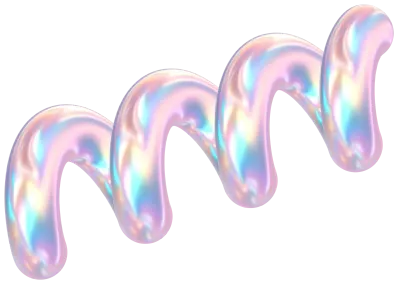 3D Rendering Holographic Pastel Twisted Spiral Glossy Illustration