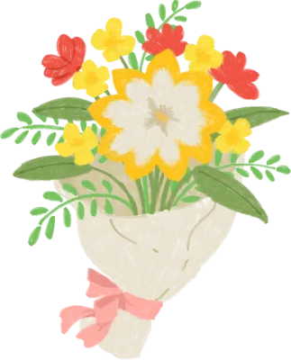 色鉛筆で描いた花束のイラスト