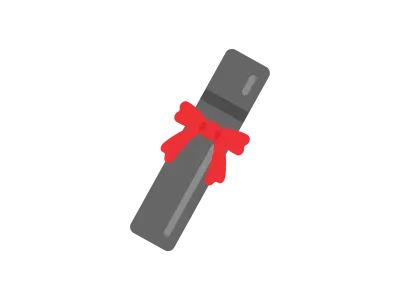 リボンのついた卒業証書ケースのアイコンのイラスト