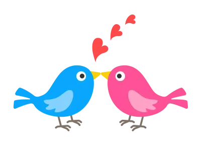 キスをする小鳥のカップルのイラスト