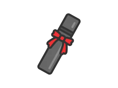 リボンのついた卒業証書ケースのアイコンのイラスト