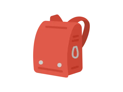 赤色のランドセルのアイコンのイラスト