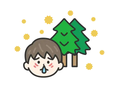 花粉症がひどい男性のアイコンのイラスト