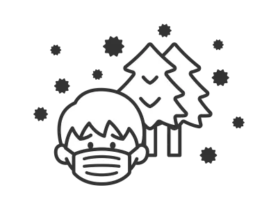 花粉症がひどいマスクをした男性のアイコンのイラスト