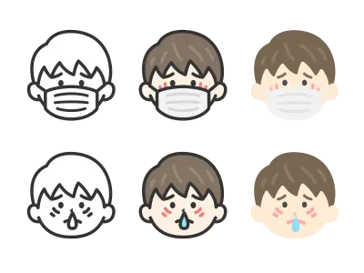 花粉症の症状の男性のアイコンのイラストセット