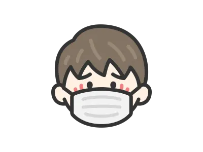 花粉症の症状のマスクをした男性のアイコンのイラスト