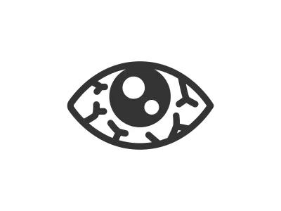 充血した目のアイコンのイラスト