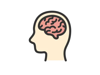 横顔と脳のアイコンのイラスト