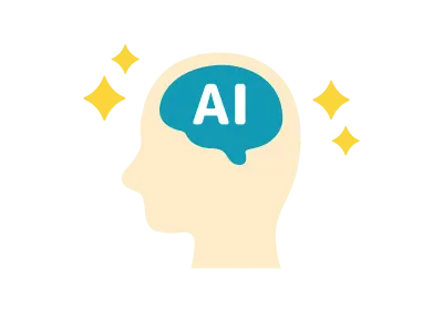 横顔と人工知能のアイコンのイラスト