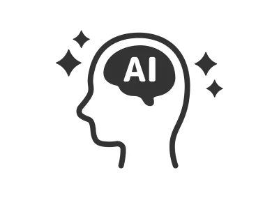 横顔と人工知能のアイコンのイラスト