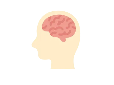 横顔と脳のアイコンのイラスト