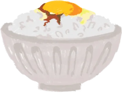 色鉛筆で描いた卵かけご飯のイラスト
