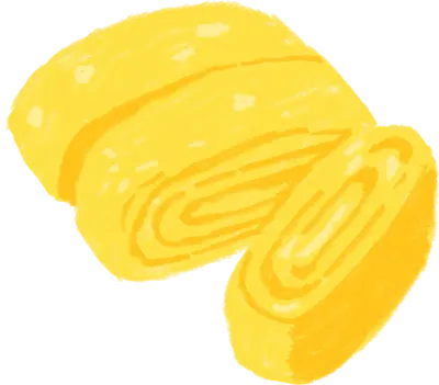 色鉛筆で描いただし巻き卵