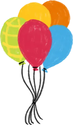 色鉛筆で描いた風船のイラスト